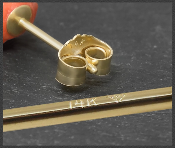 Preview: Ohrstecker rote Edel-Koralle Rosen Blume, 585 Gold